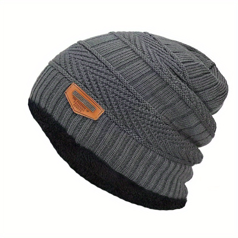 Homme Tricoté Hiver Chaud Bonnet Avec Double Polaire Pour Grand Froid[u4325]