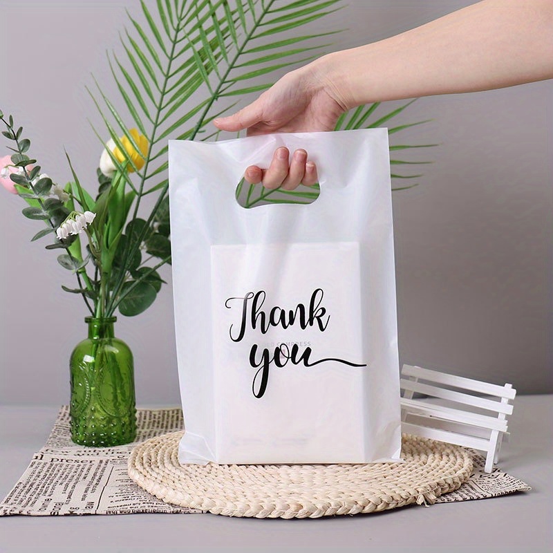 Bolsas de agradecimiento para negocios | Bolsas de plástico con asas |  Bolsas de compras de plástico para pequeñas empresas | Bolsas de boutique 
