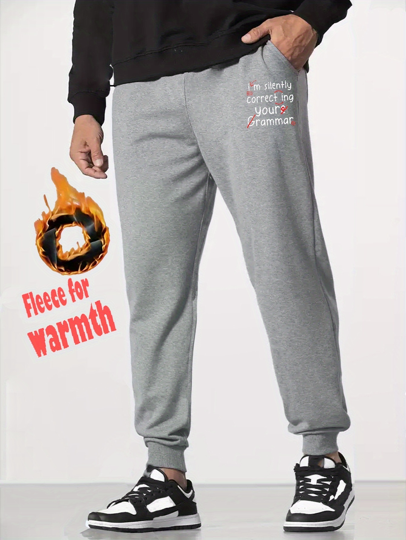 Teacher's Day Print Men's Plus Size Fleece Sweatpants Casual - Temu