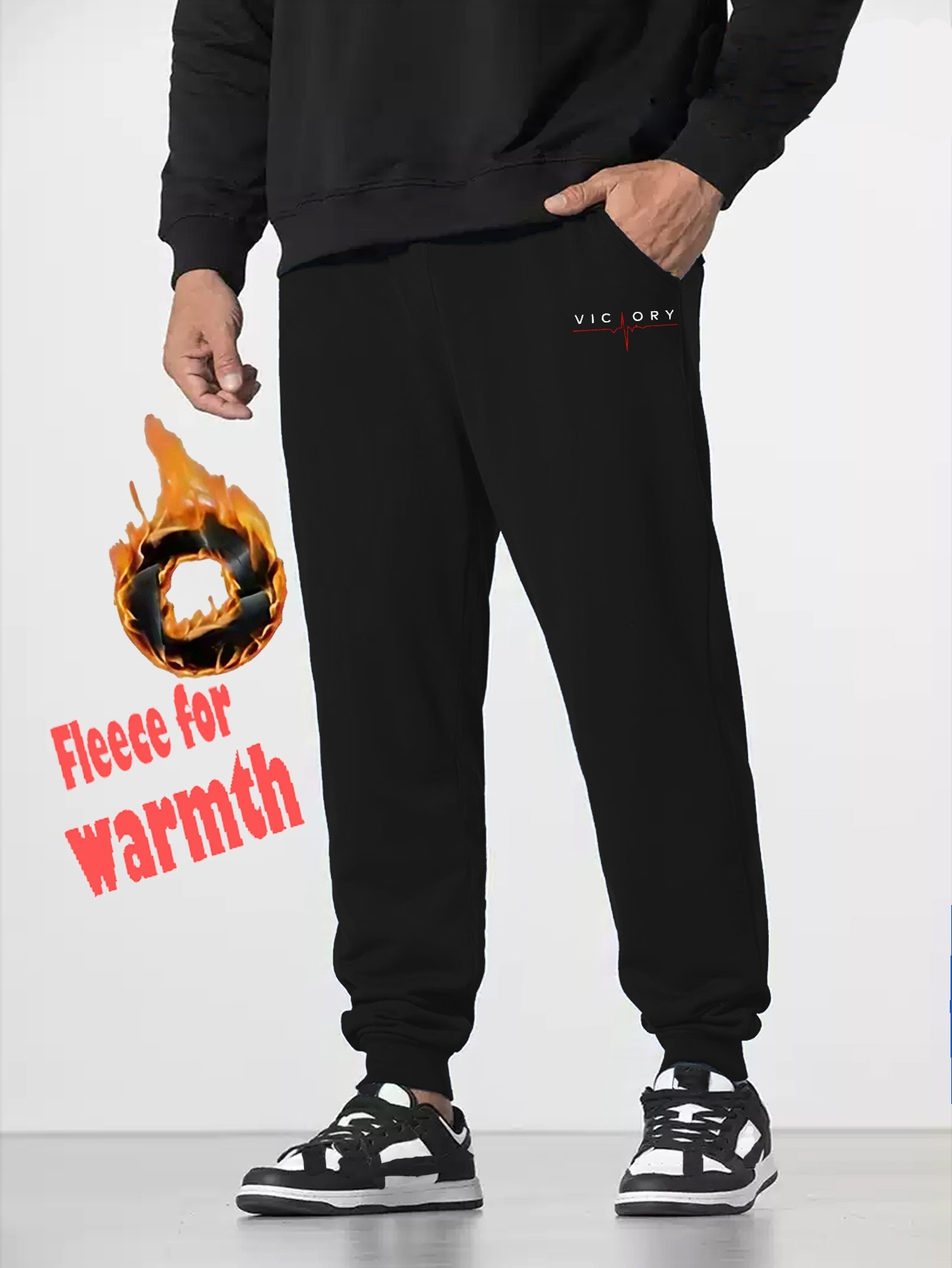 Sherpa Lined Sweatpants For Men Winter Warm Drawstring Fleece Pants Casual  Comfy Outdoor Trousers With Pockets