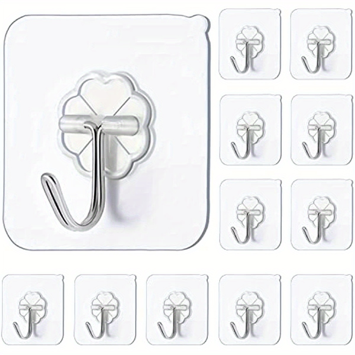 

15pcs, Clear Self-adhesive Wall Hooks - Great For Kitchens, Bathrooms, Offices And Wardrobes! Essential Items For Home, Household Gadgets, Christmas Supplies