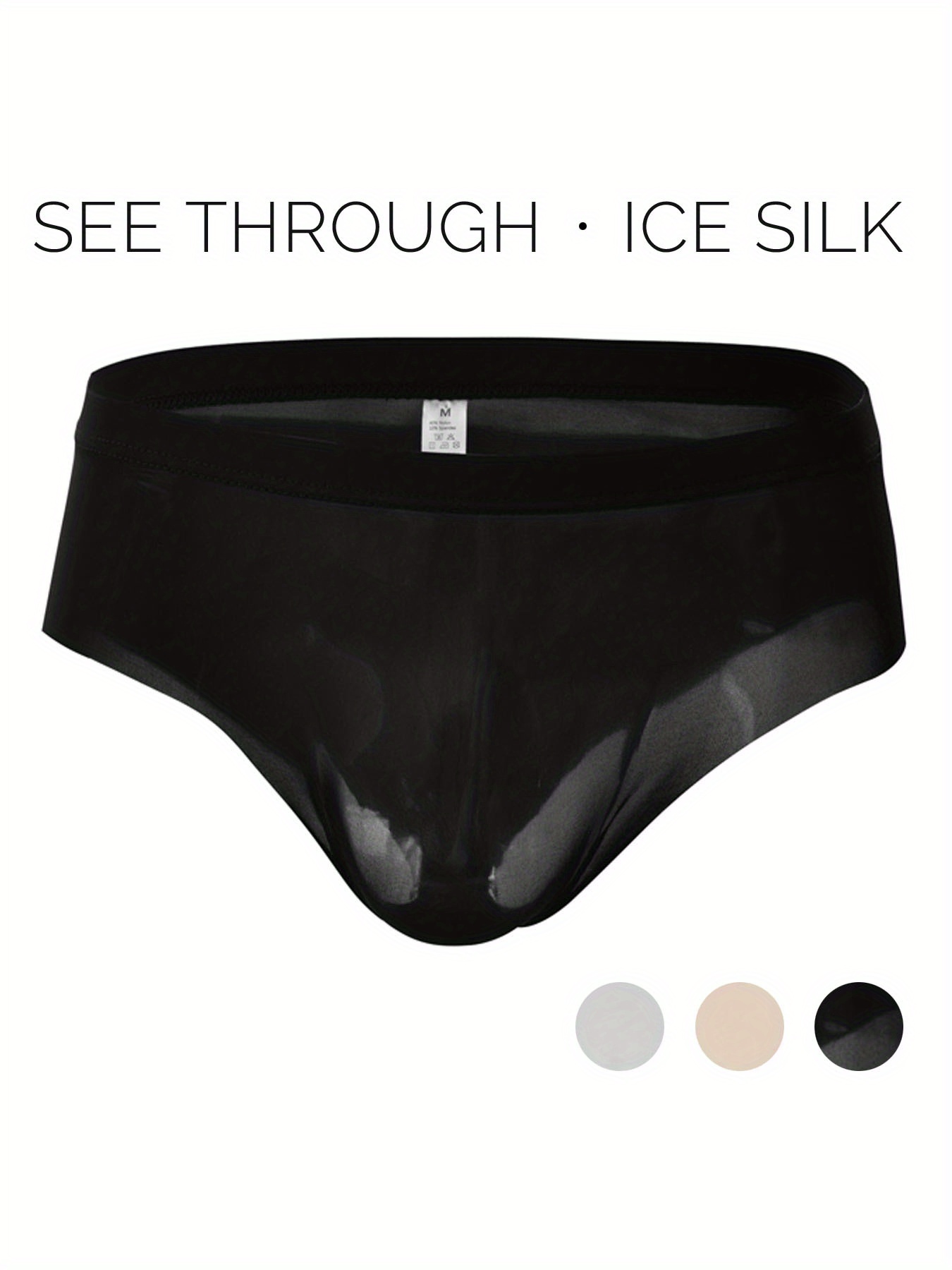 Ice Silk Briefs Men Low-rise Sexy Underwear Breathable Underpants  See-through*
