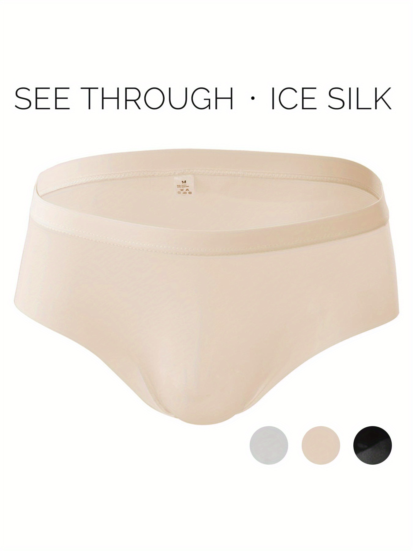 Ice Silk Briefs Mens Low-rise Sexy Underwear Breathable Underpants  See-through #
