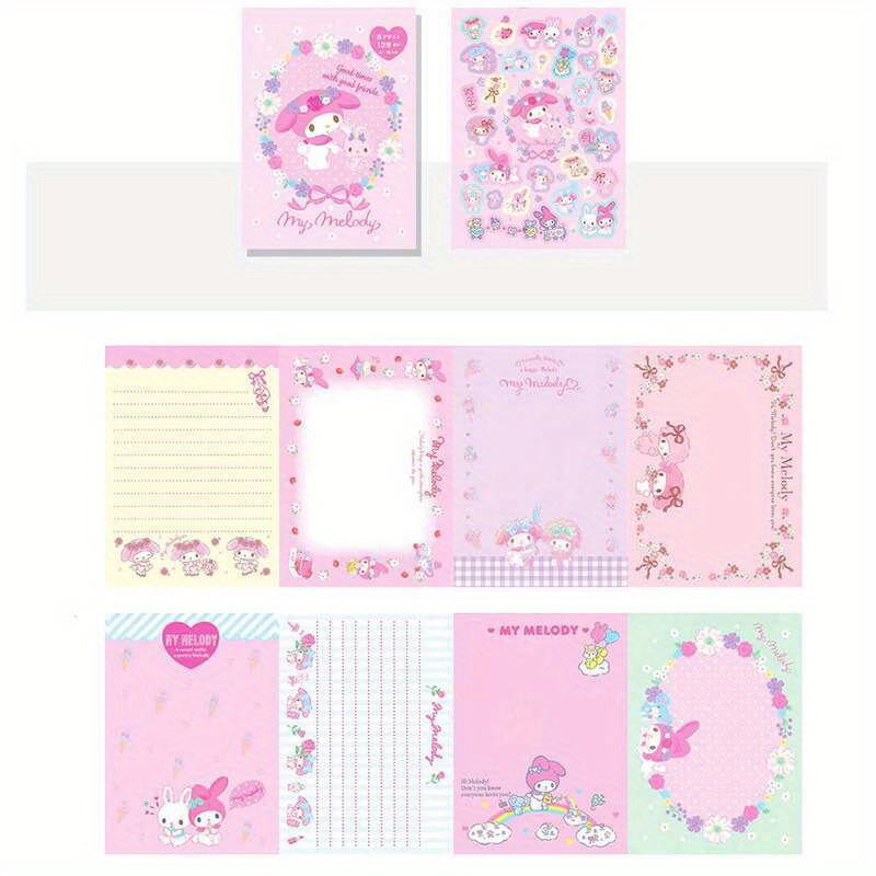 Sanrio Kuromi Notebook Kawaii My Melody Cartoon Cute Notepad Student School  Supplies Stationery Girls Toys Christmas Kids Gifts