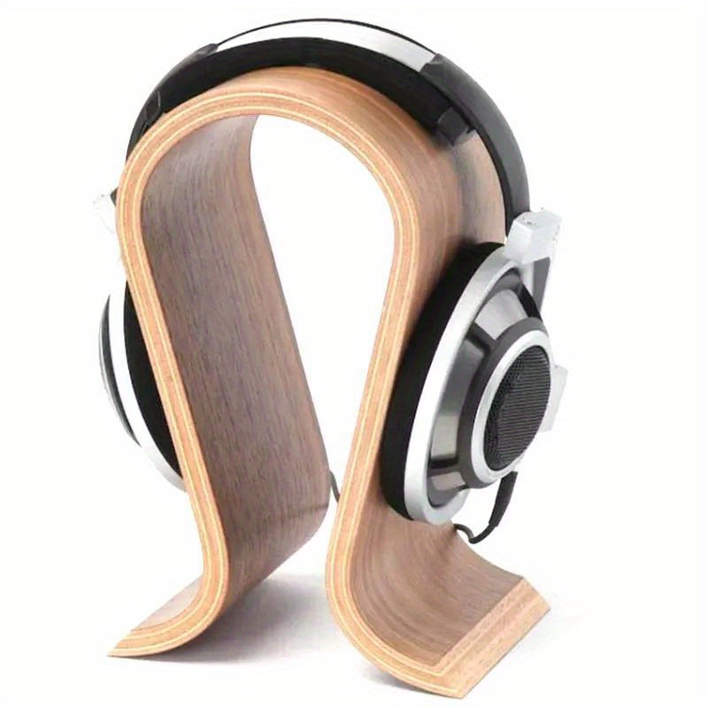  Soporte para auriculares/soporte para auriculares, soporte de  auriculares de madera de nogal natural y aluminio, soporte de auriculares  para juegos de nogal natural con base sólida para mesa, : Videojuegos