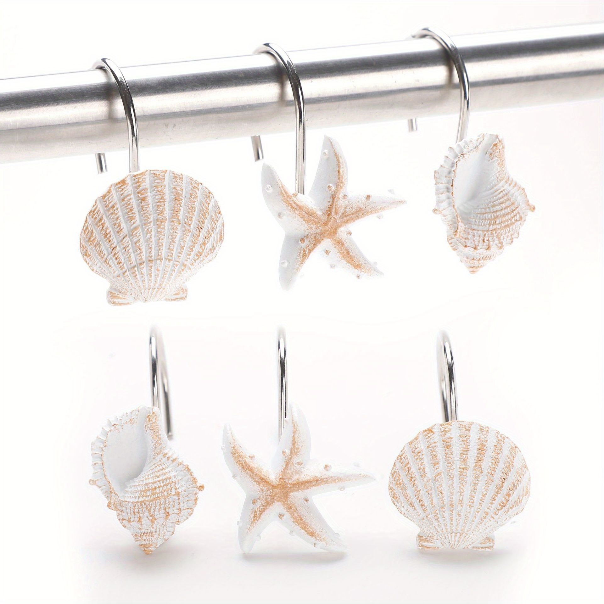 Seashell Shower Curtain Hooks, AGPtek® 12PCS Anti Rust Decorative