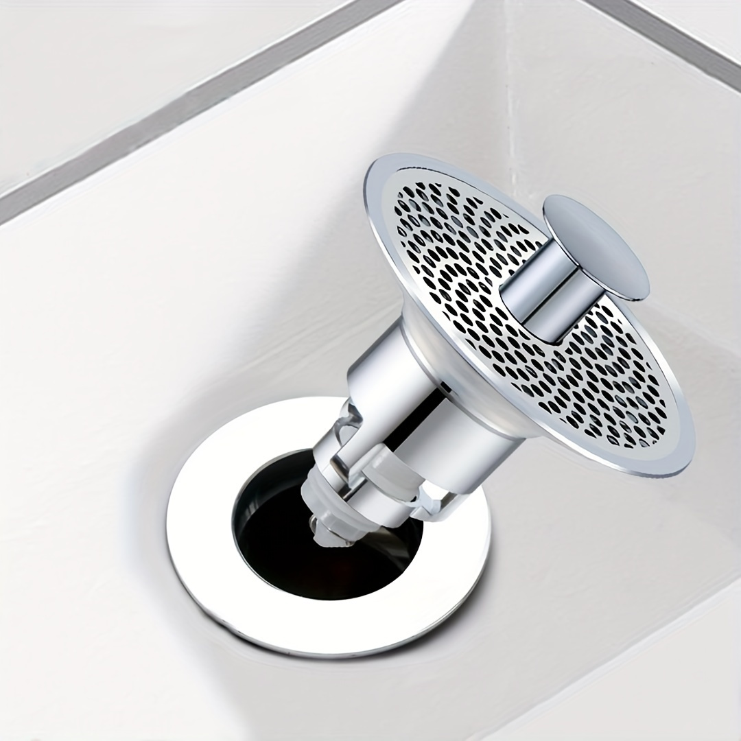 Universal Bathroom Sink Stopper With Hair Catcher Push Type - Temu