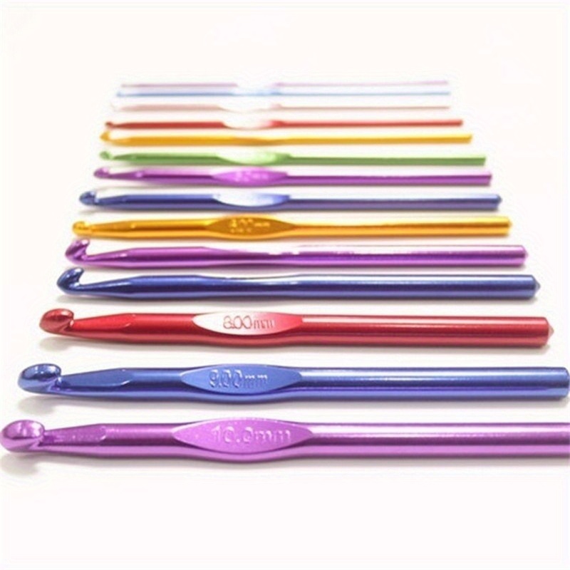 Colorful Aluminum Oxidized Crochet Hook Set Wool Knitting - Temu