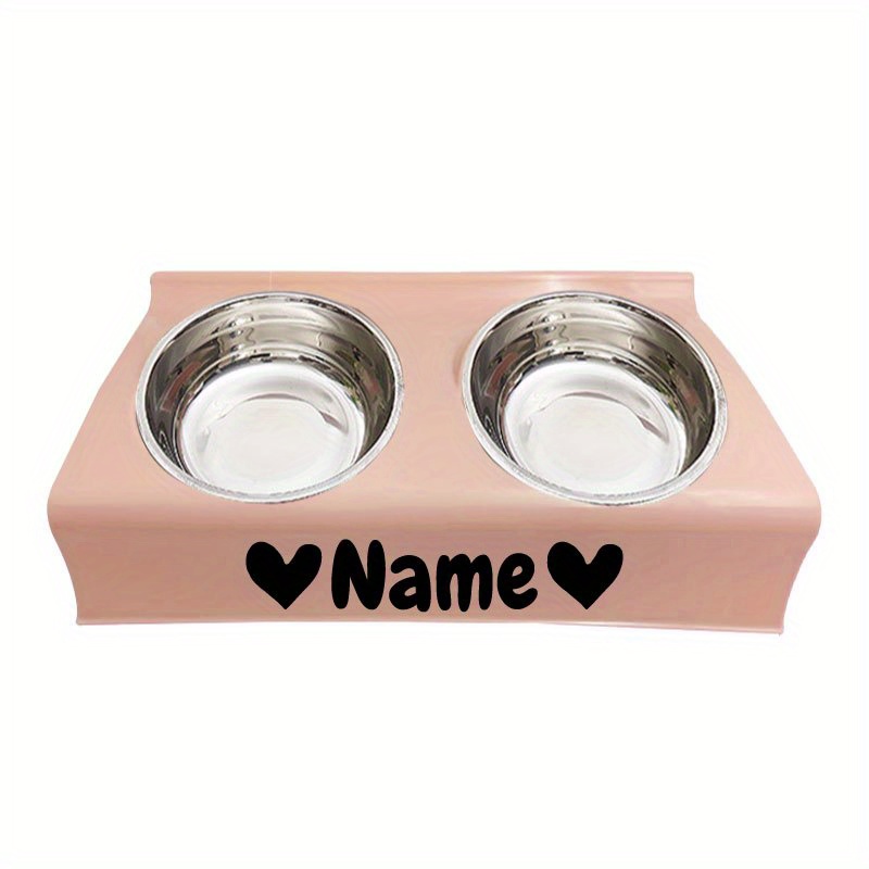 TEMU Personalized Dog Bowl Premium Stainless Steel Double Bowl Pet Feeder & Water Dispenser - Perfect For !