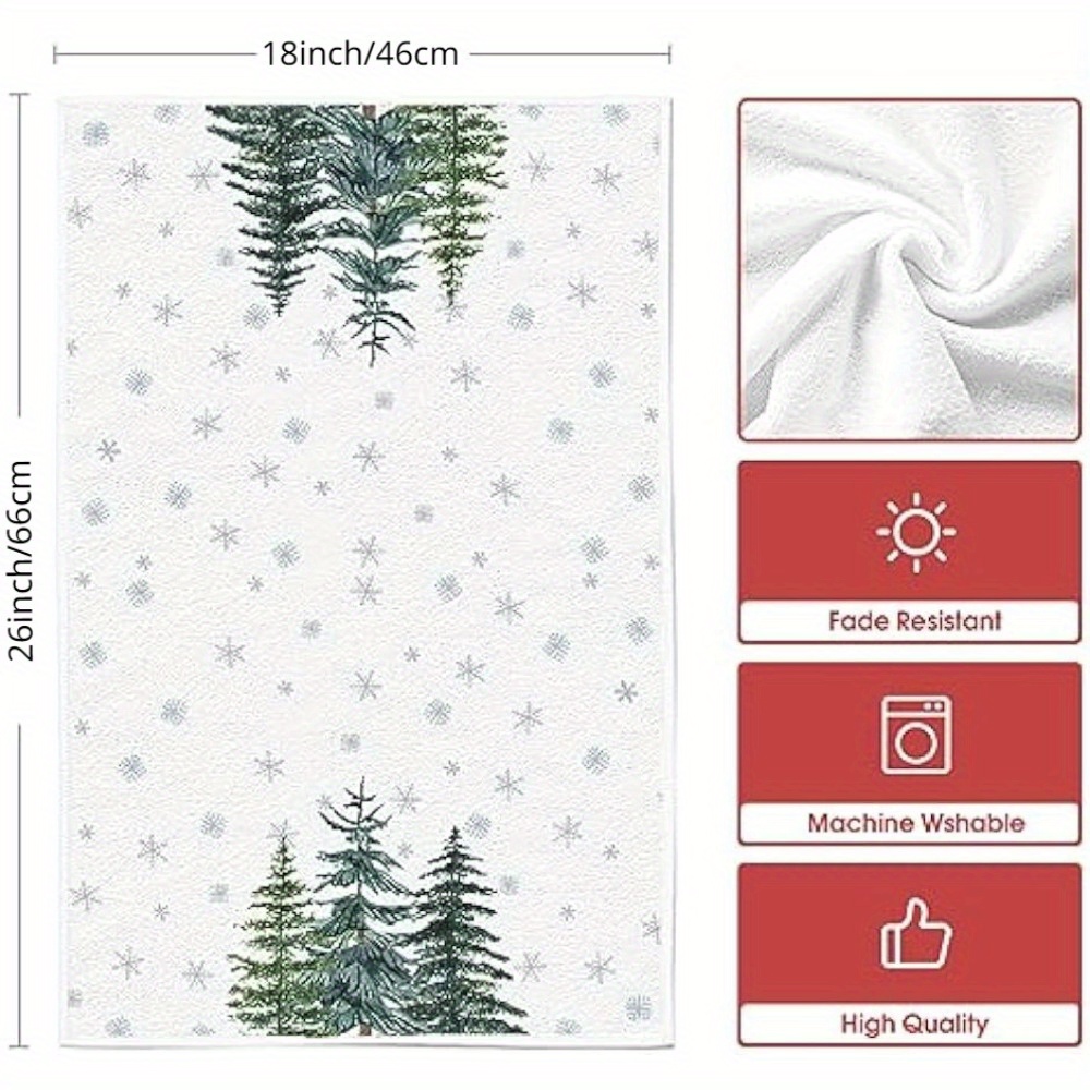 2PCS Snowflake Tree Mistletoe Merry Christmas Kitchen Towels Dish Towels,  18x26 Inch Seasonal Hello Winter Decoration Hand Towels Set of 2