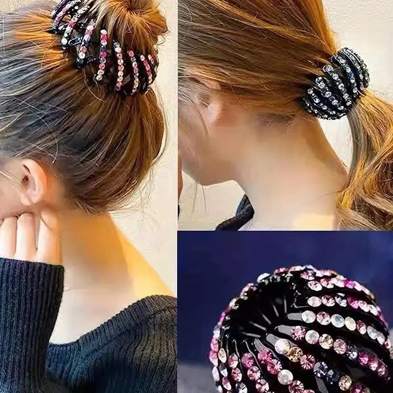 2pcs set random color birds nest hair clip bun hairpin womens bun ponytail clip hairpin hair accessories Product details 5