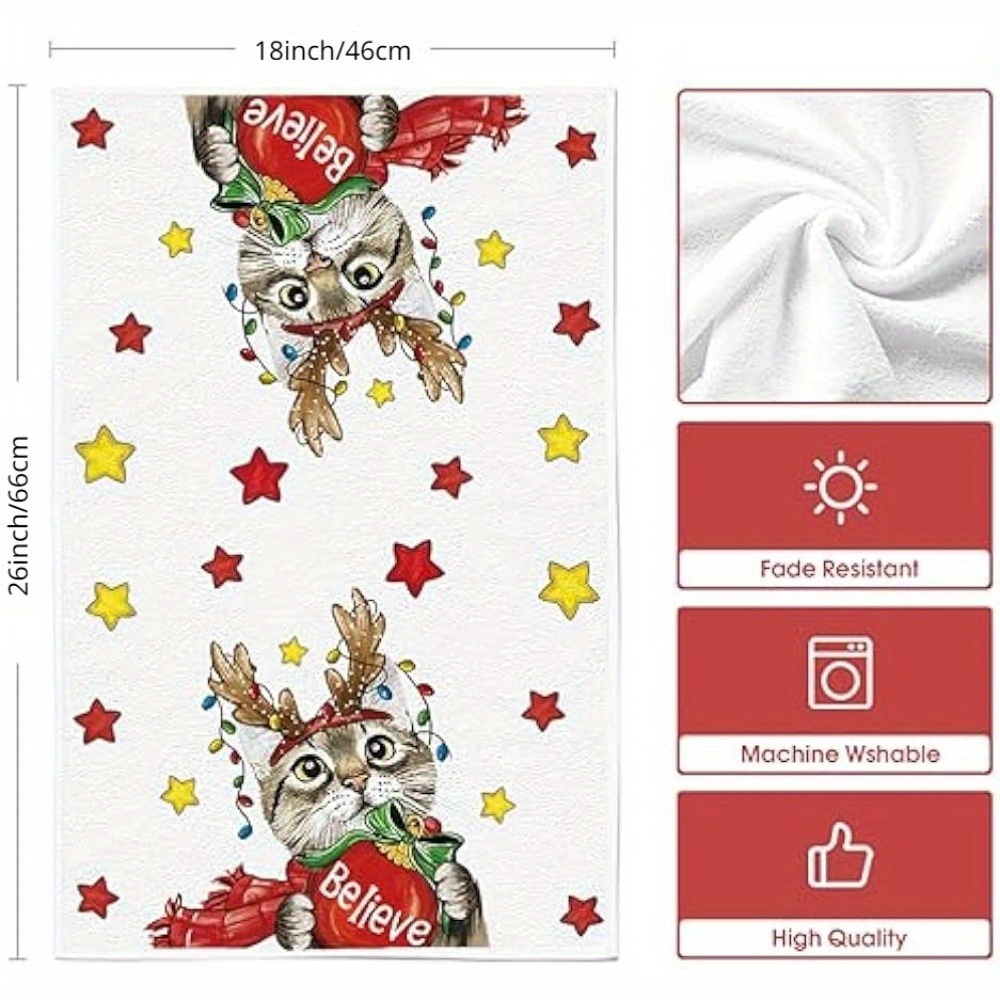 Scouring Cloth Reindeer Antlers Cats Believe Meowy Christmas - Temu