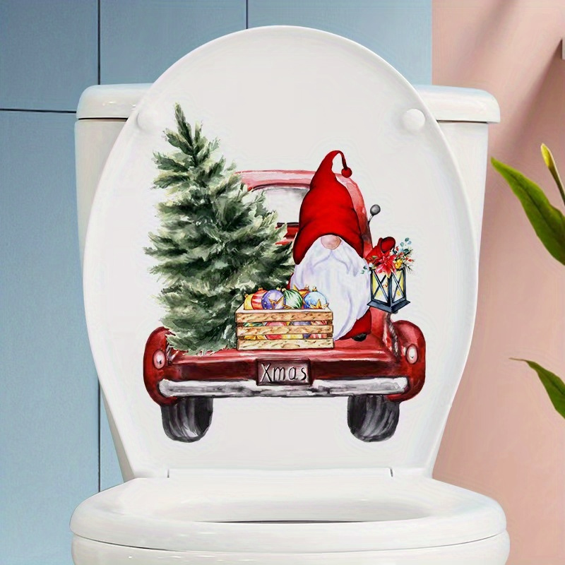 Sticker Mural Père Noël Qui Traverse Le Mur - Autocollant Fenêtre/porte Noël - Blanc, Facile à Poser - Décoration Festive