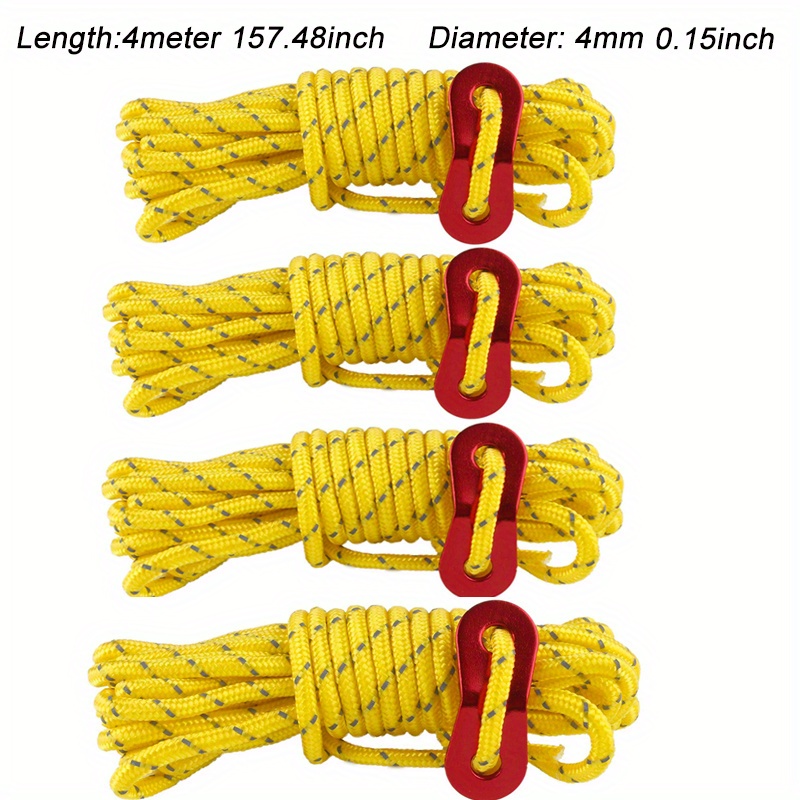 Pack Of 4 4 M Reflective Guy Ropes With Rope Tensioner, Adjustable