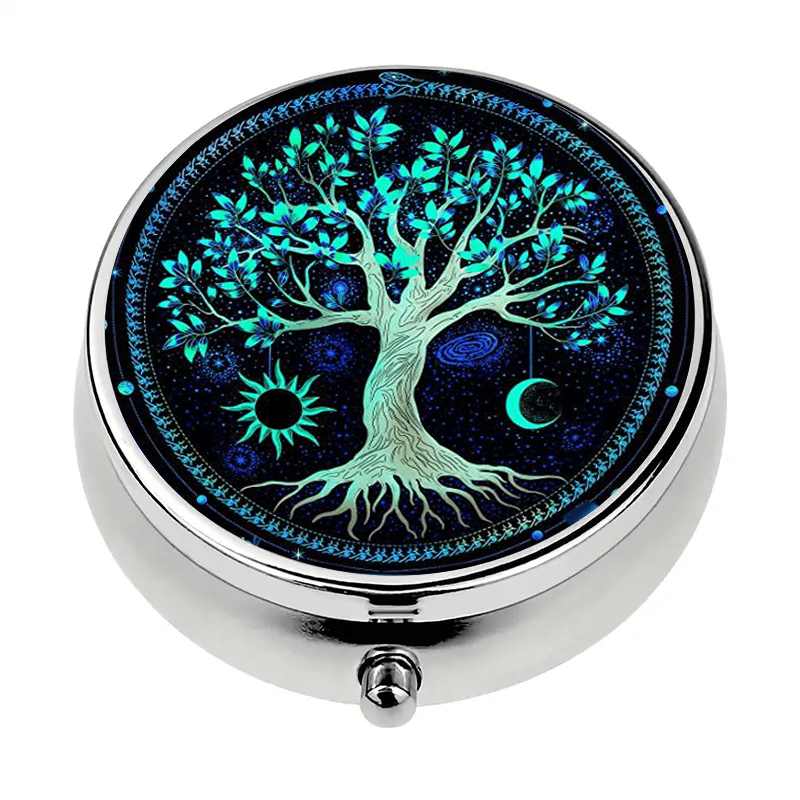 Eternal Tree Pill Box, 3 Compartment Mini Organizer