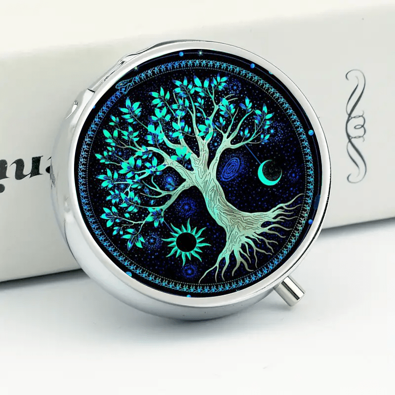 Eternal Tree Pill Box, 3 Compartment Mini Organizer