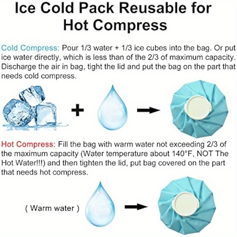 Ice Cold Pack Reusable Ice Bags Hot Water Bag for Hot & Cold Therapy and  Pain Relief with Cover, No-Leak Elastic Breathable Ice Bag, Size 6