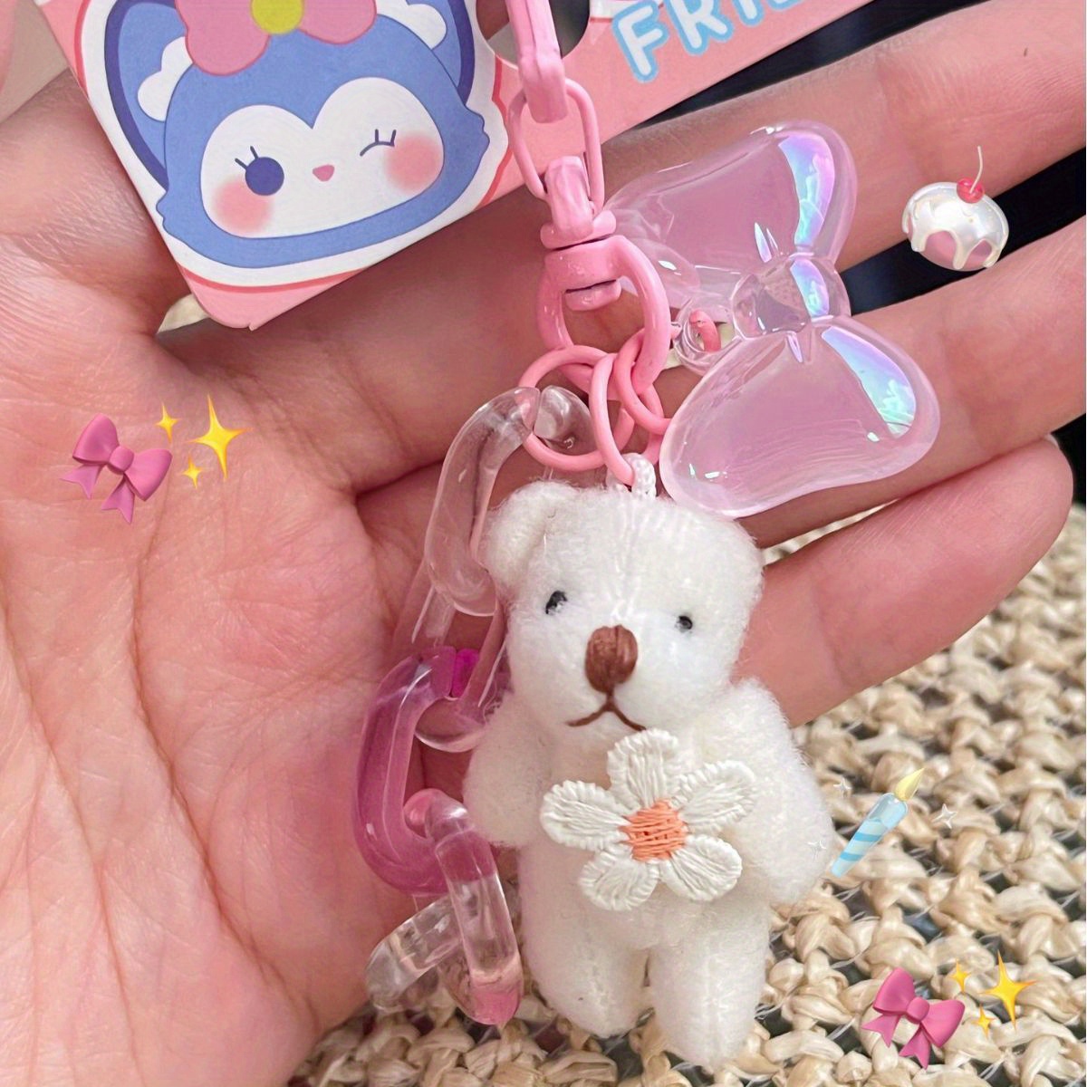 1pc Cute Bear Keychain For Women, Delicate Car Key Pendant