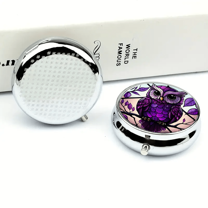 Purple Owl Pill Box for Organizing Medication