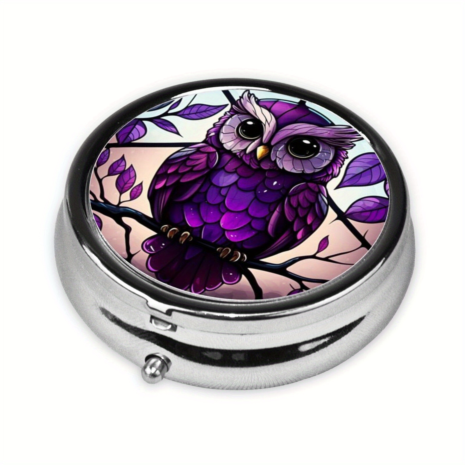 Purple Owl Pill Box for Organizing Medication