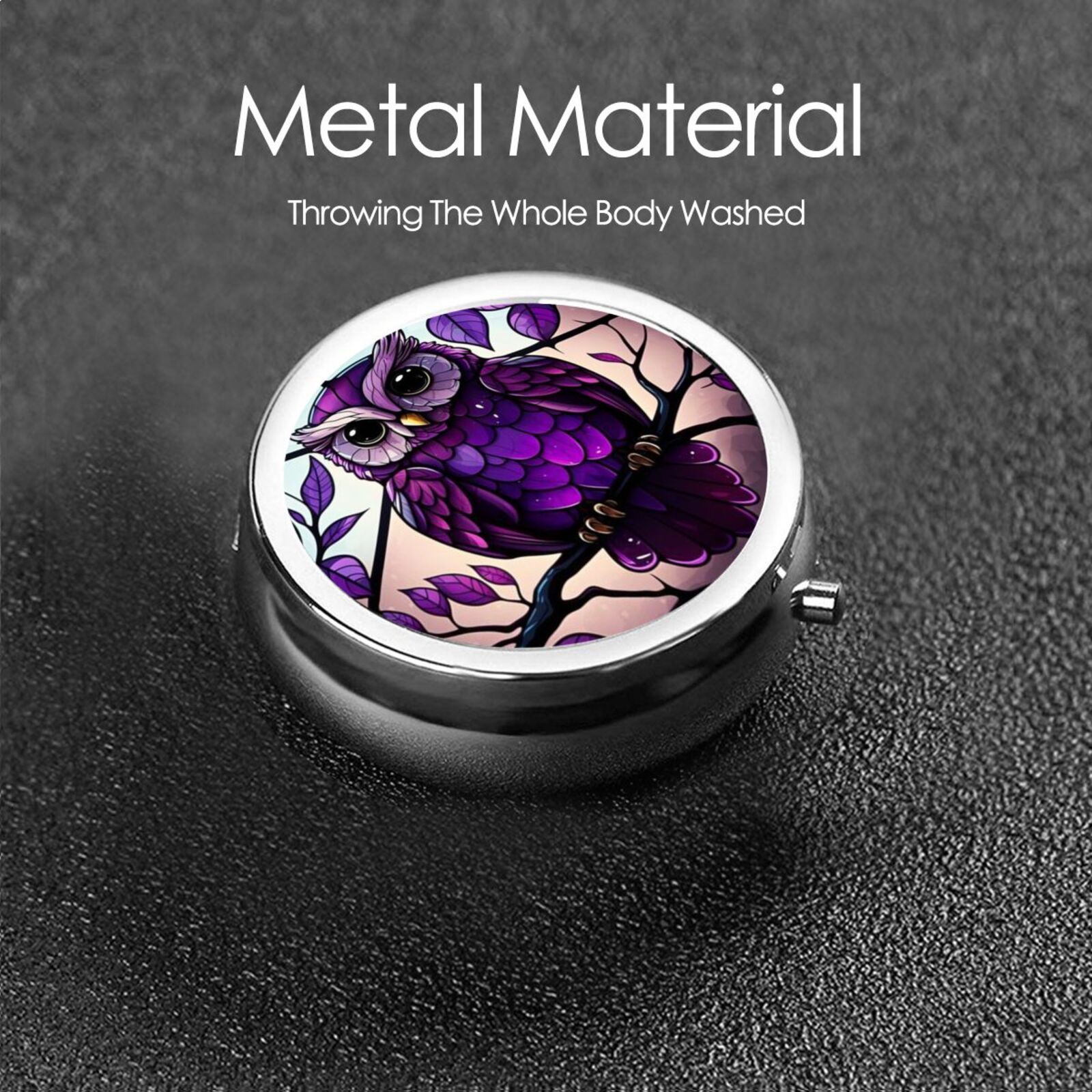Purple Owl Pill Box for Organizing Medication