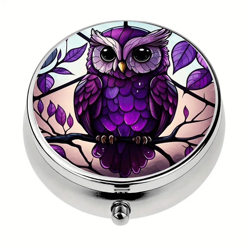 Purple Owl Pill Box for Organizing Medication