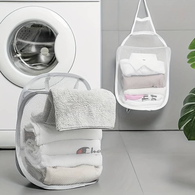 Mesh Folding Laundry Basket Home Bathroom Dirty Clothes Storage