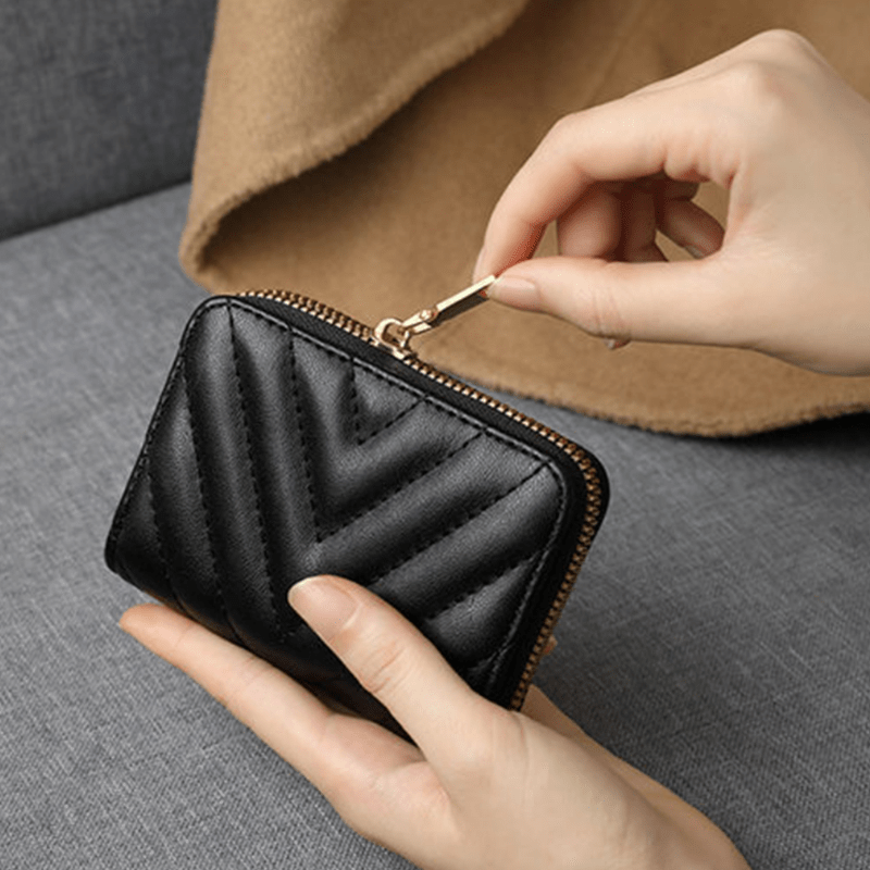 Trendy Wave Striped Quilted Zero Wallet Portable Organ Multi - Temu