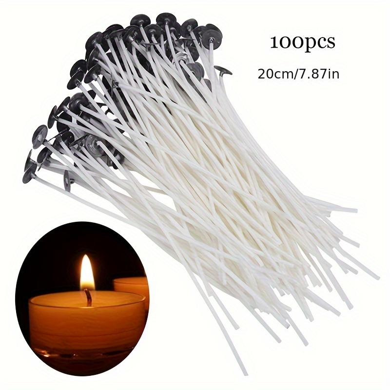 100pcs CD 4 Wicks for Soy Candles, 6 inch Pre-Waxed Candle Wick for Candle  Making,Thick Candle Wick with Base