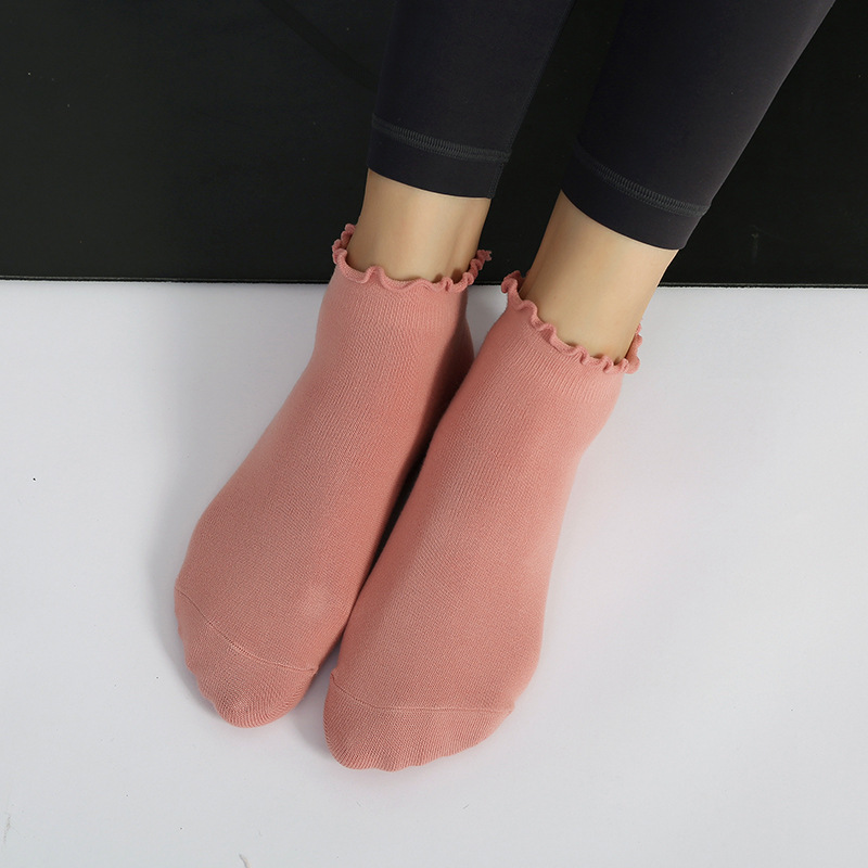 Women's Solid Color Frilly Socks Non slip Breathable Grips - Temu