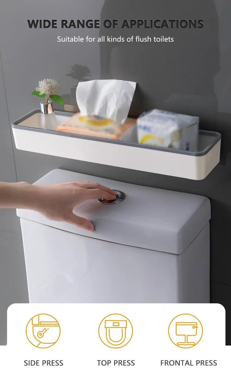 1pc bathroom shelves toilet storage cabinet rack wall hanging punch free rack multifunctional storage rack organizer for bathroom white details 4