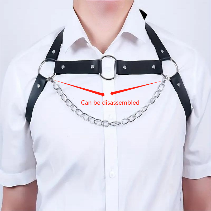 Men's Fashion Harness Chain Belt Men's Symmetrical Harness Cross Chest  Harness Shoulder Strap - Temu