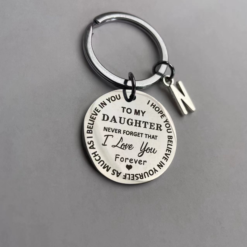 Stainless Steel Engraved Initials Keychain For - Temu