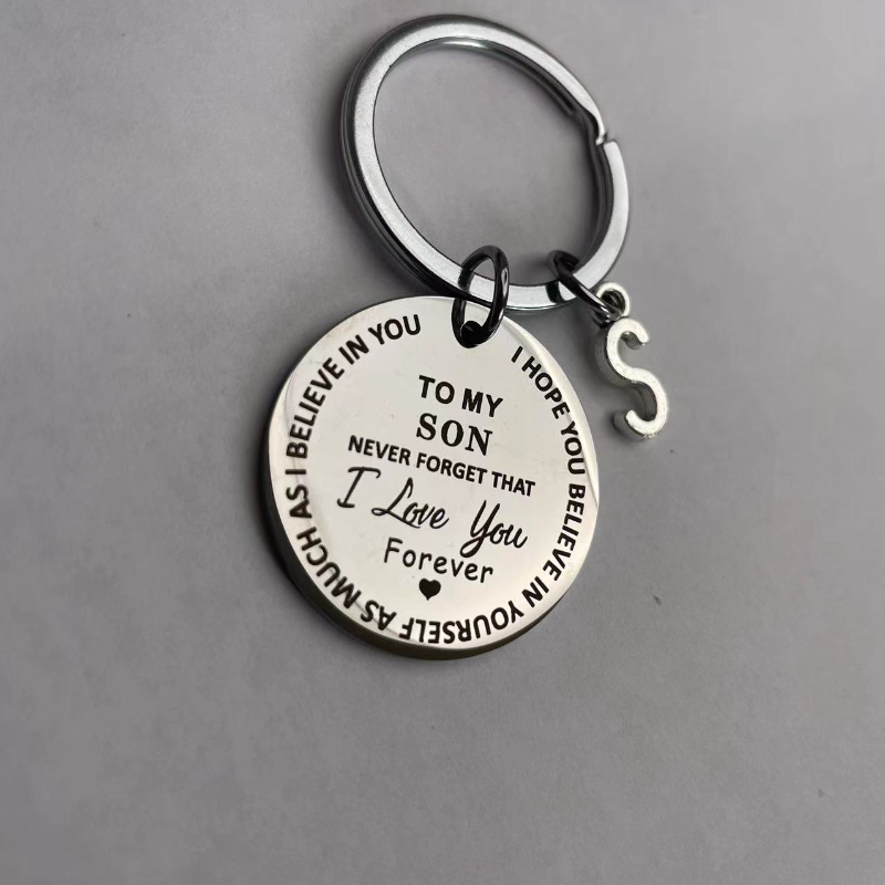 Stainless Steel Engraved Initials Keychain For - Temu