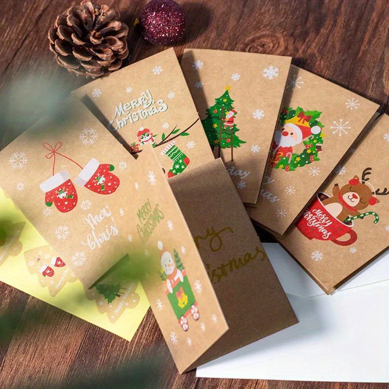 Weidebach® SANTA CLAUS Lot de 10 cartes de Noël format A5 + 20 enveloppes  marron en papier kraft kraft pour Noël avec motif Santa CLAUS