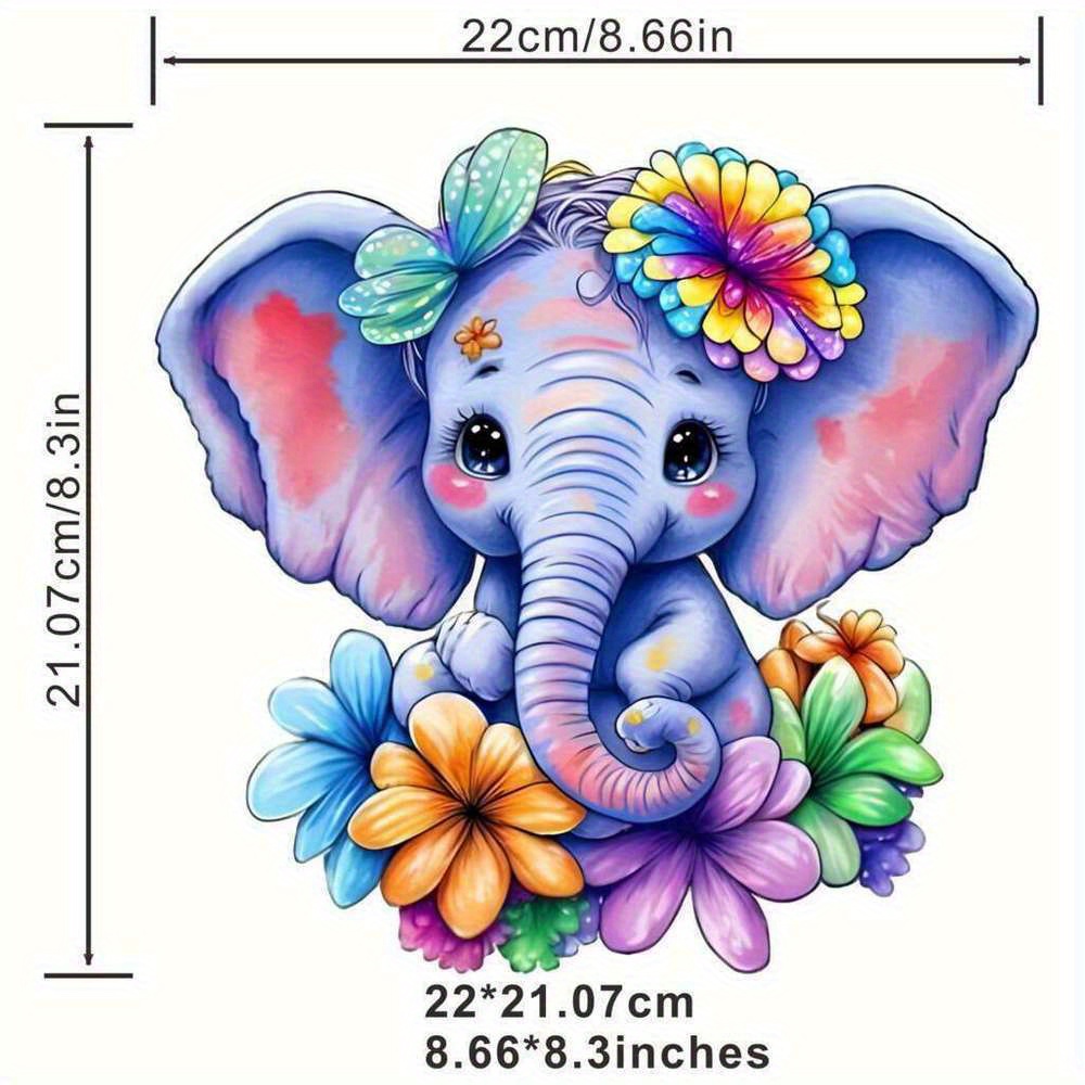 Colored Drawing Elephant Printable Vinyl Heat Transfer - CSTOWN