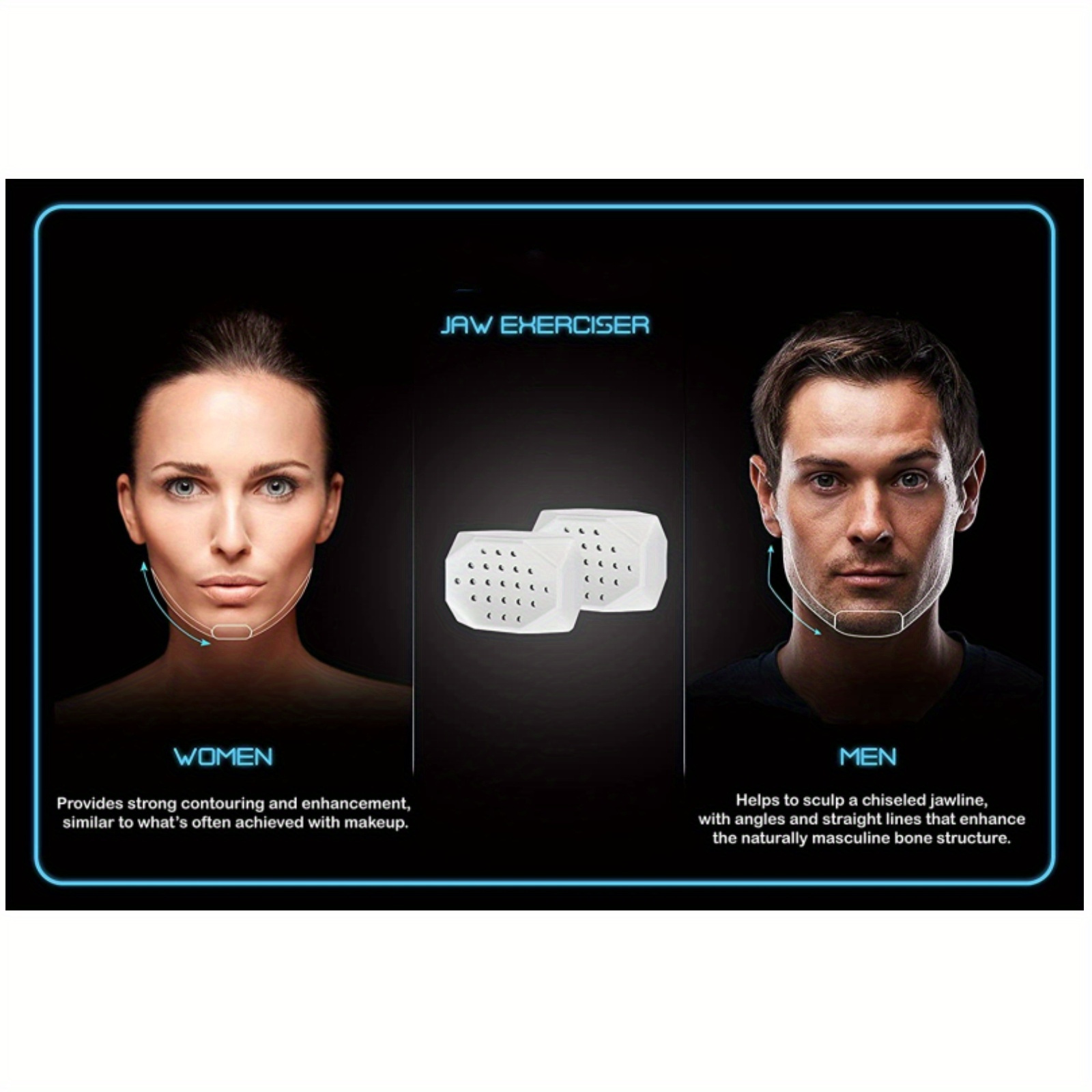 Jaw Exerciser for Men & Women - 3 Levels (6pcs) Silicone Jawline Exerciser  Tablets for Beginner, Intermediate & Advance Users - Jaw Toner for Men 