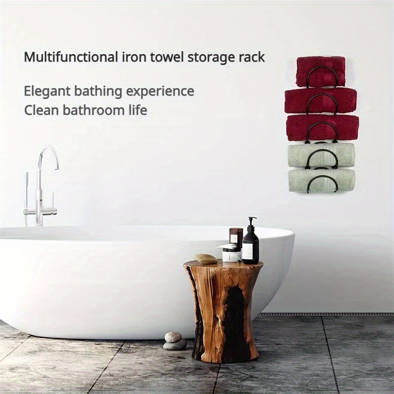 Toalleros para baño montado en la pared, soporte adhesivo para toallas con  estante y 3 ganchos para baño pequeño, almacenamiento de toallas de metal