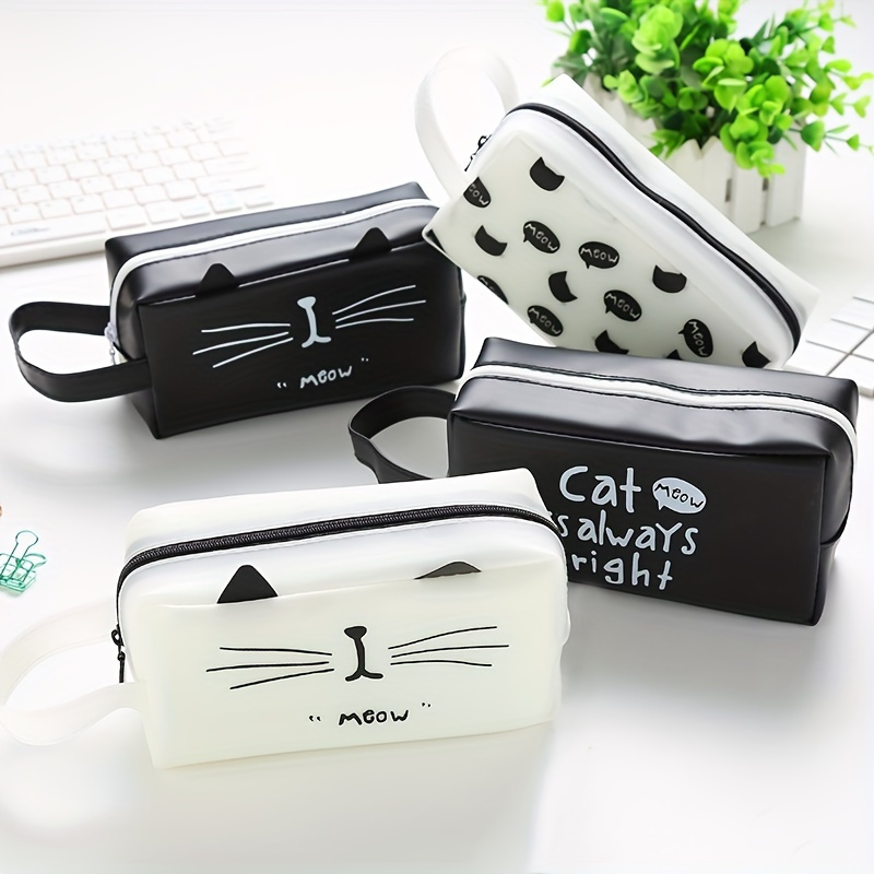 Cute Cat Pencil Cases for Girls Pink Transparent Pen Bag School Supplies  Stationery Pouch Pencil Box