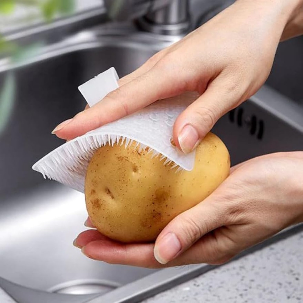 2023 New Multifunctional Fruit and Vegetable Brush, Silicone Dish Brush  Potato Scrubber Brush Wash, Veggie Brush Scrubber for Food Flexible  Bristles