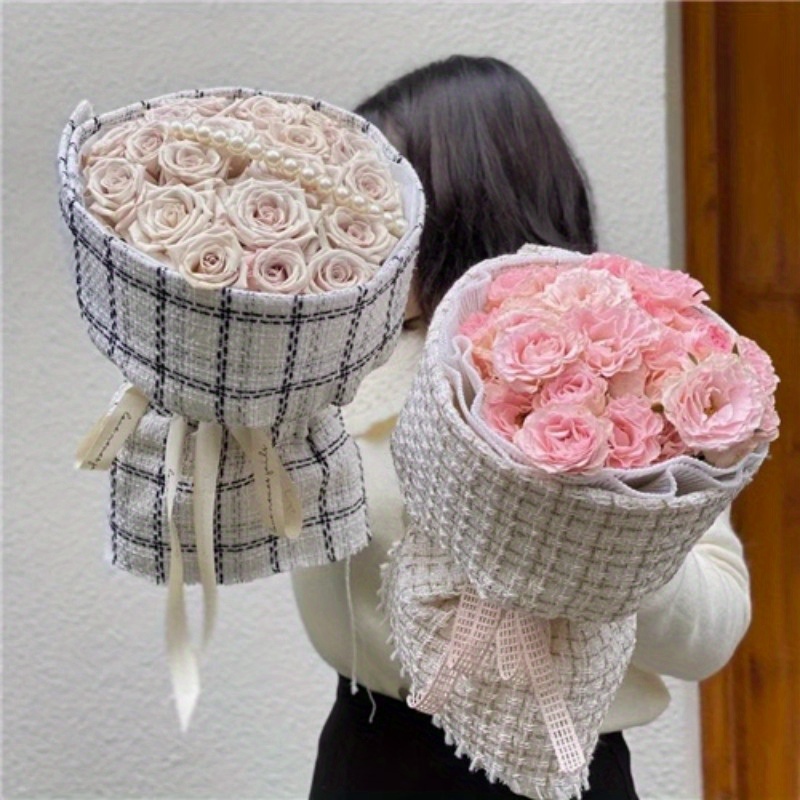 Flower Wrapping Paper Cloth Lattice Florist Bouquet DIY Craft Material 1.5M *0.5M New Trendy Gift Packaging Decoration Fabric