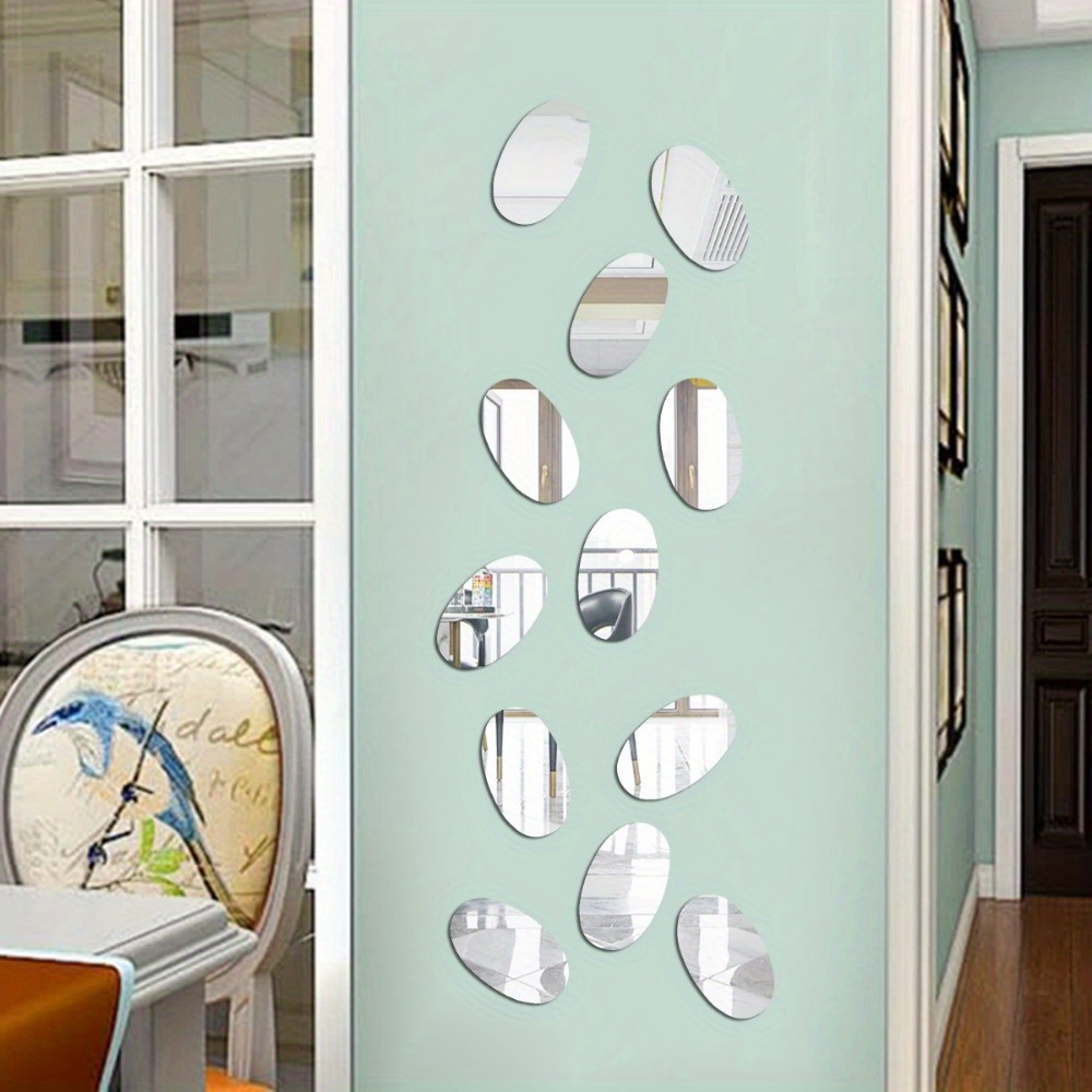 Oval Acrylic Mirror Wall Sticker Makeup Mirror Washroom - Temu