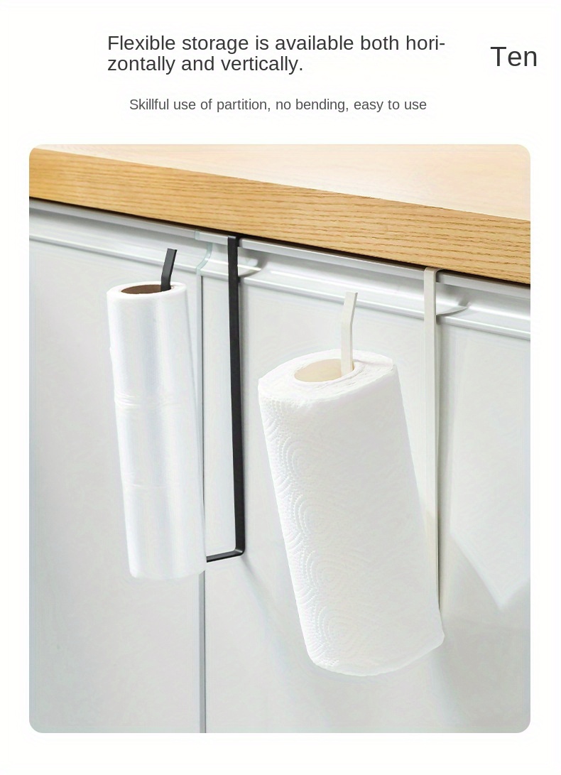 White Iron Under Cabinet Paper Roll Holder, Cabinet Roll Paper Holder,  Fresh Film Wall Hanging Shelf, - Temu