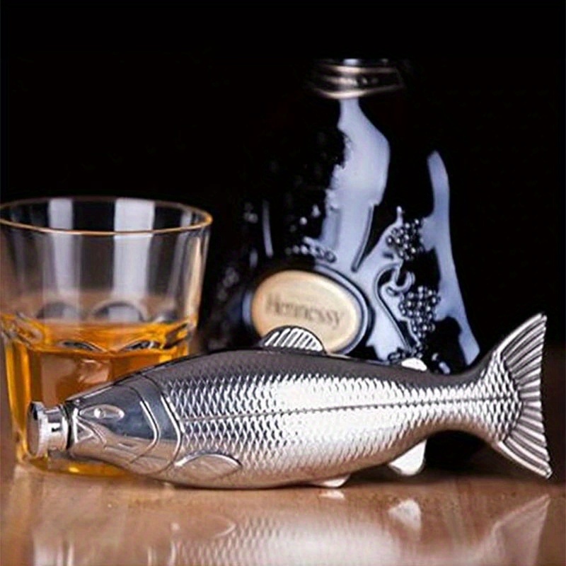 Angler Fish Flask Deep Sea Fishing Gift for Him, Hip Leather Flask 