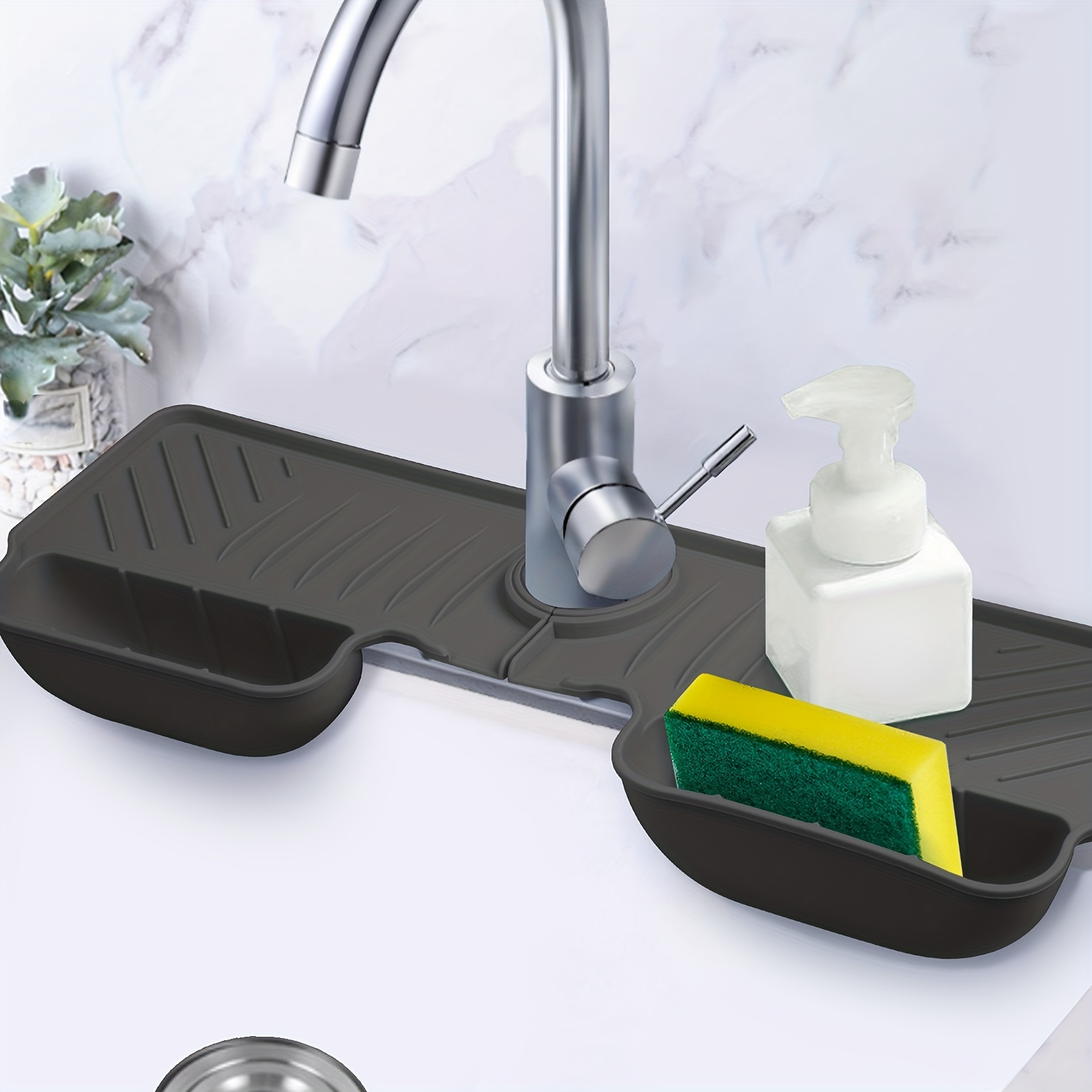 Fyydes Rubber Sink Mat,Kitchen Sink Mat 2PCS Food Grade Rubber Material  Non‑Slip Easy to Clean Sink Protector Mat for Kitchen,Sink Mat