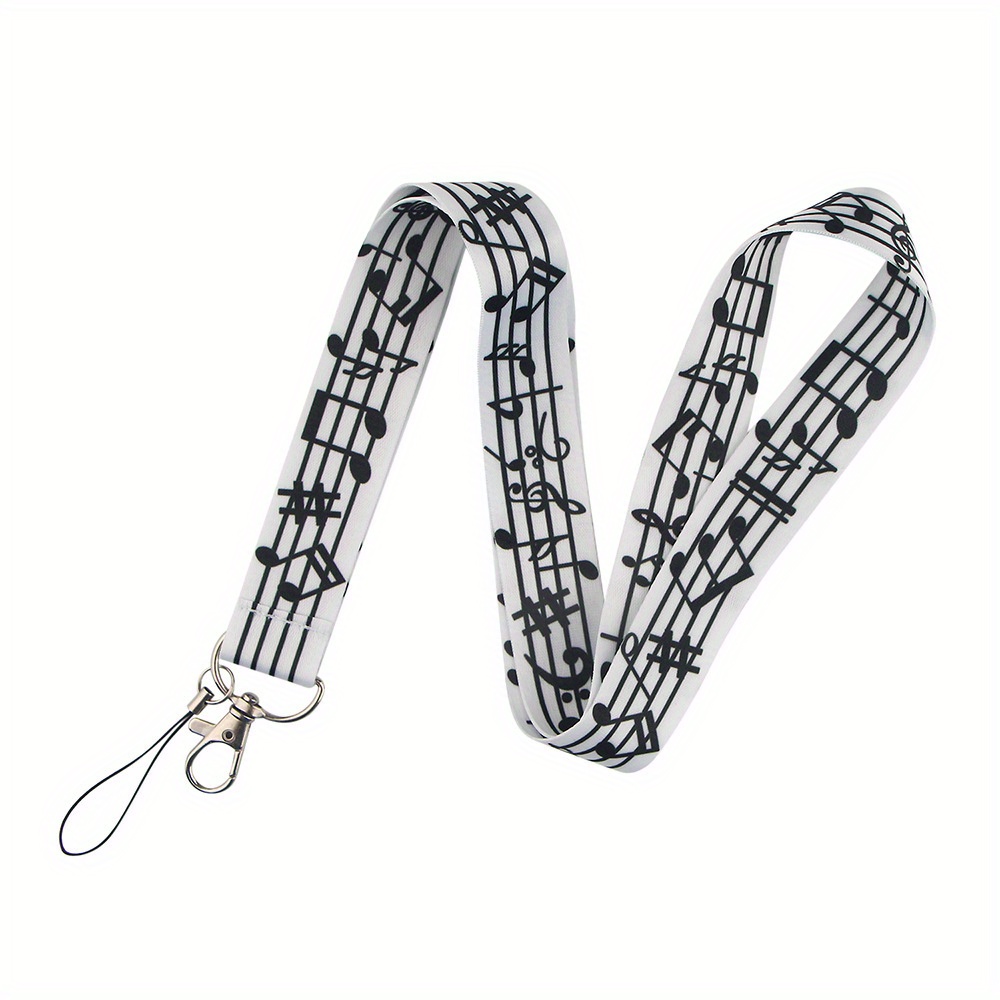 2 PC - Llaves de piano y notas musicales Lanyard Llavero ID Holder