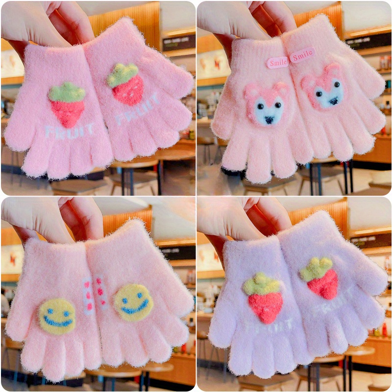 Acheter Gants tricotés en peluche pour enfants, gants coupe-vent épais pour  enfants de 1 à 5 ans