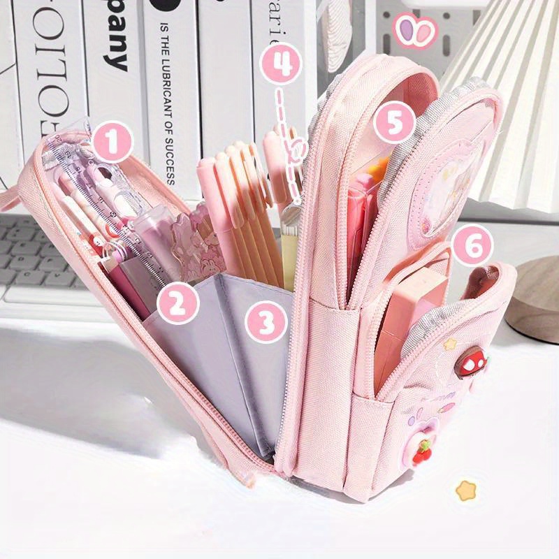 Cute Pencil Case Kawaii Pencil Case Aesthetic Large Capacity Pencil Case  School Supplies Pencil Pouch for Girls (Off White-C)