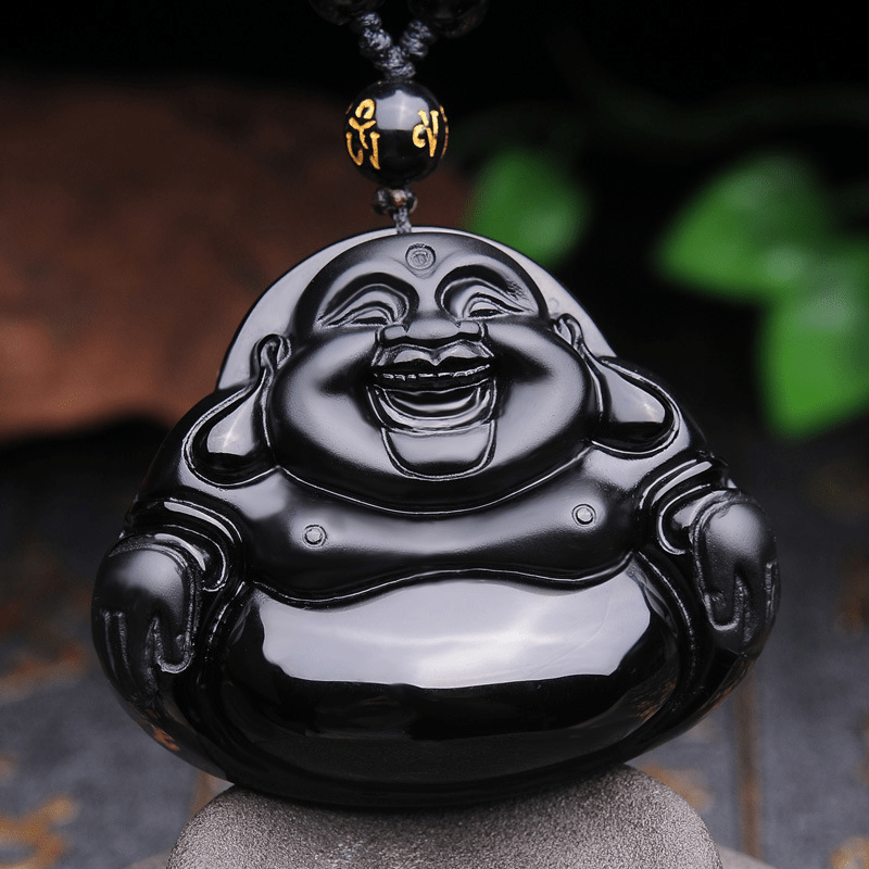 Obsidian 2024 buddha necklace