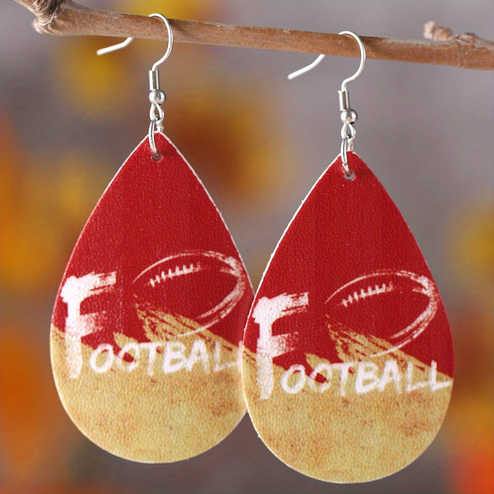 Football Leather Earrings, Genuine Leather Earrings, Football Earrings,  Football, Sports Earrings